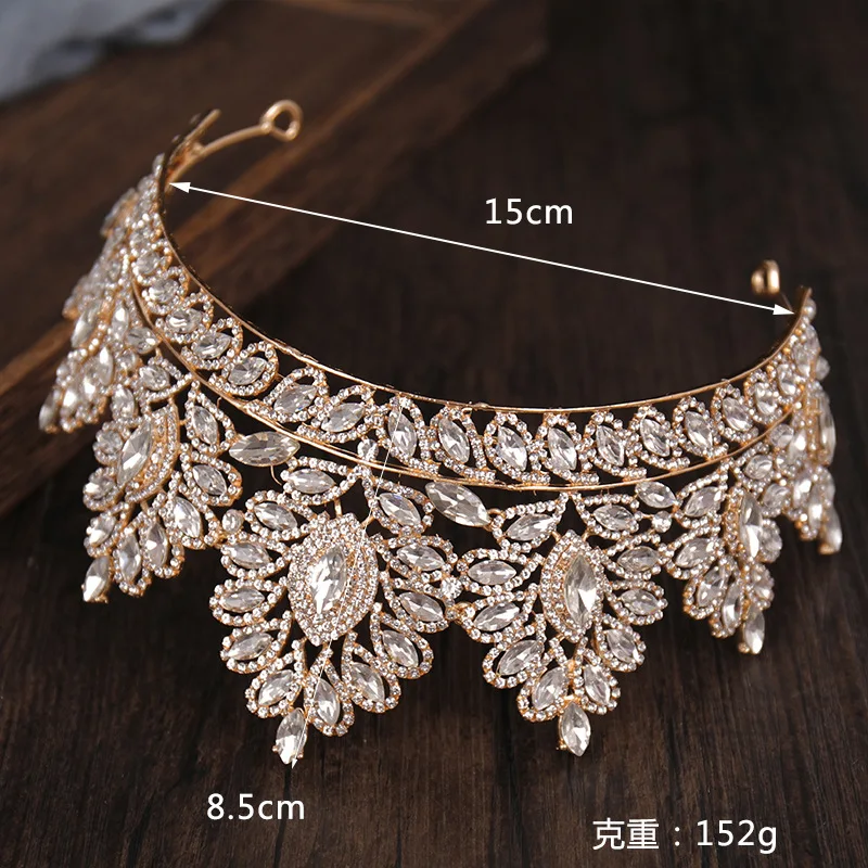 Luxe Kristal Bruiloft Kroon Barok Strass Bruid Tiara Hoofddeksels Koningin Diadeem Banket Verjaardag Bruiloft Accessoires