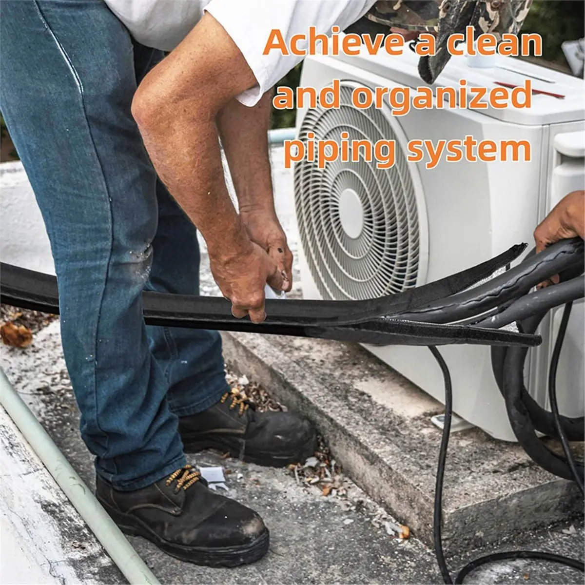 Air Conditioner Pipe Insulation Cover 3 Layer Outdoor Copper Pipe Insulation Sleeve, Weatherproof Protective Wrap