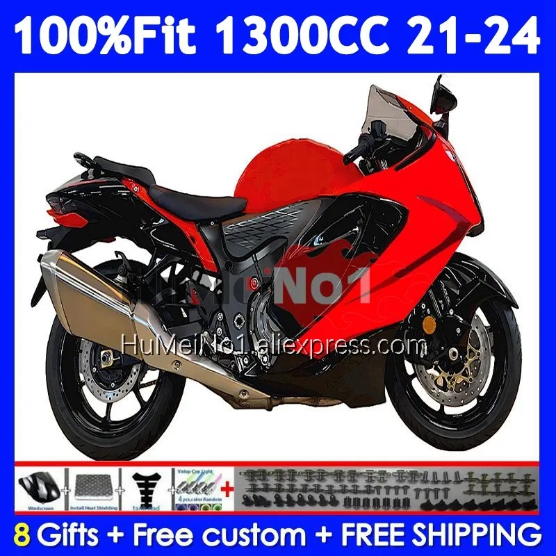 Injection Body For SUZUKI GSXR1300 Hayabusa GSXR 1300 CC 21 22 23 24 129No.16 Red black GSXR-1300 2021 2022 2023 2024 Fairing