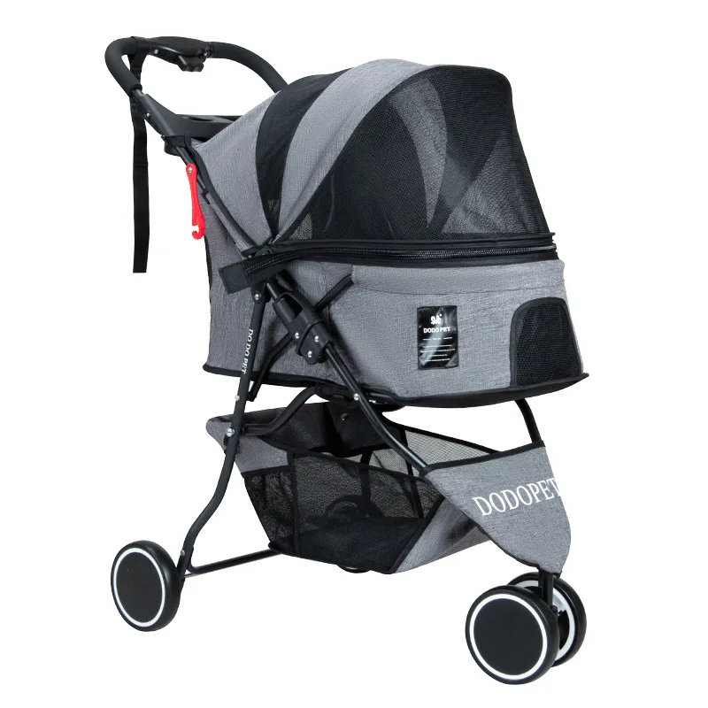 Imagem -06 - Três Rodas Dobrável Pet Stroller Luz Puppy Stroller Vários Animais de Estimação Portátil Grande Brincar ao ar Livre Household