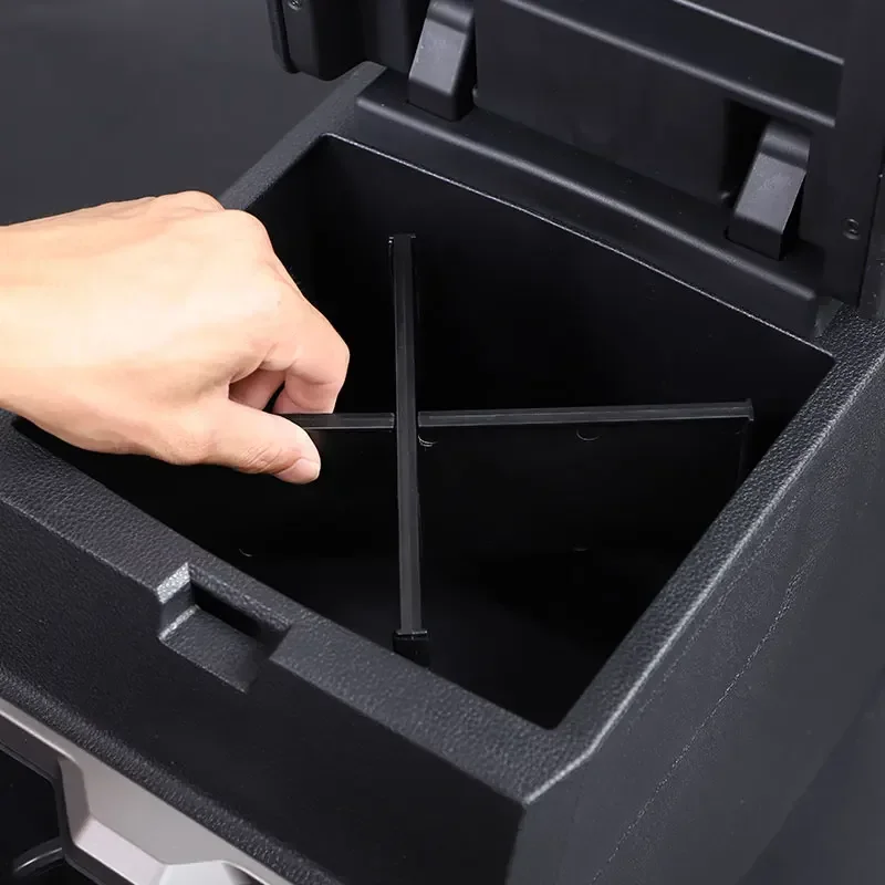 

For Toyota Tacoma and 2024-2025 ABS Black Car Center Console Organizer Armrest Box Divider Storage Box Tray Car Accessories