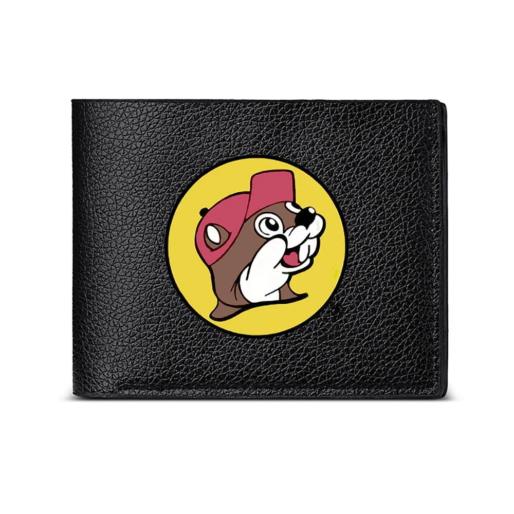 Beaver Wearing Red Cap On Yellow Circle Design Men's Wallet Card Holder Casual Business Fashion Print