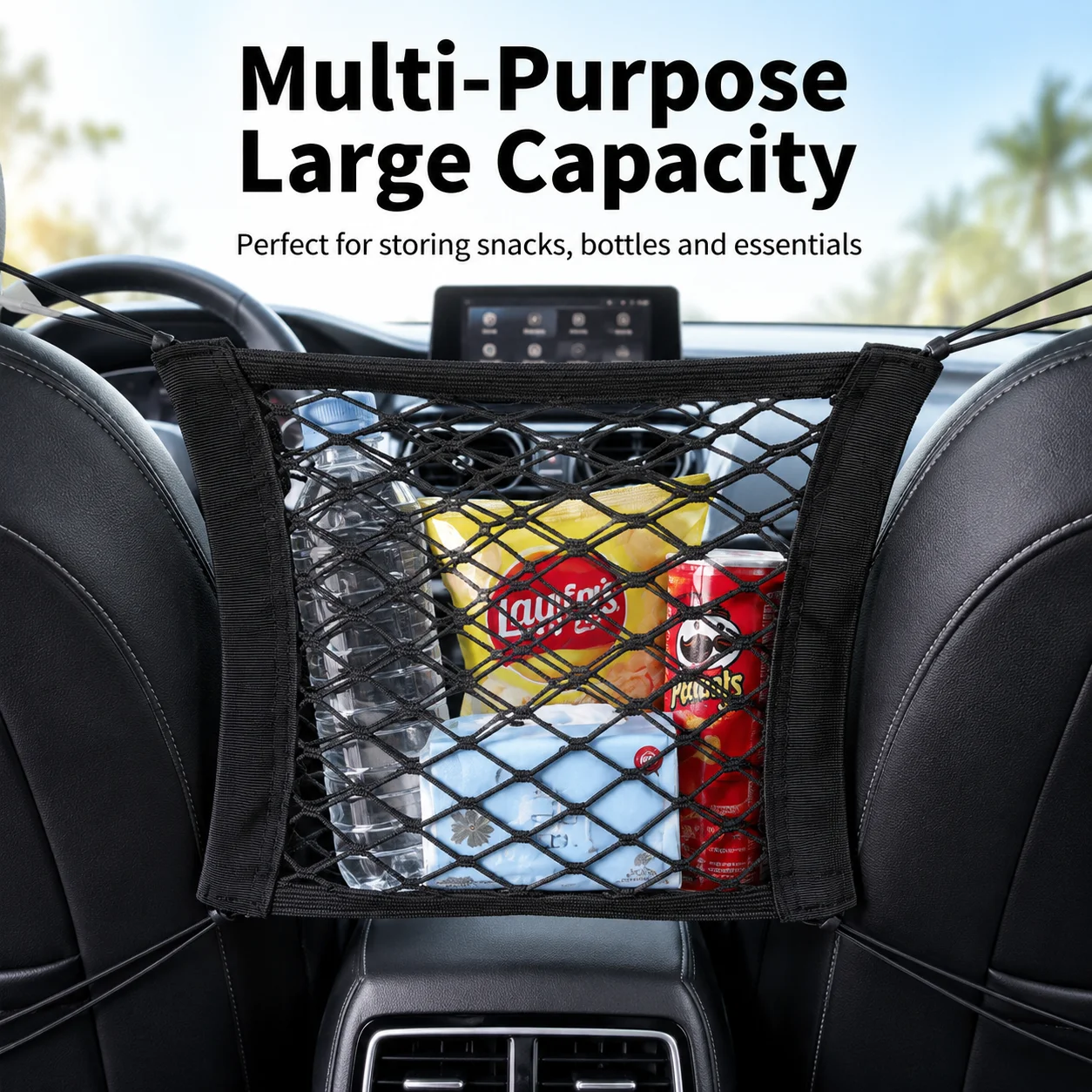 Car Seat Middle Storage Net Pocket Car Screen Elastic Children's Isolation Net Storage Net Seat Back Storage Bag