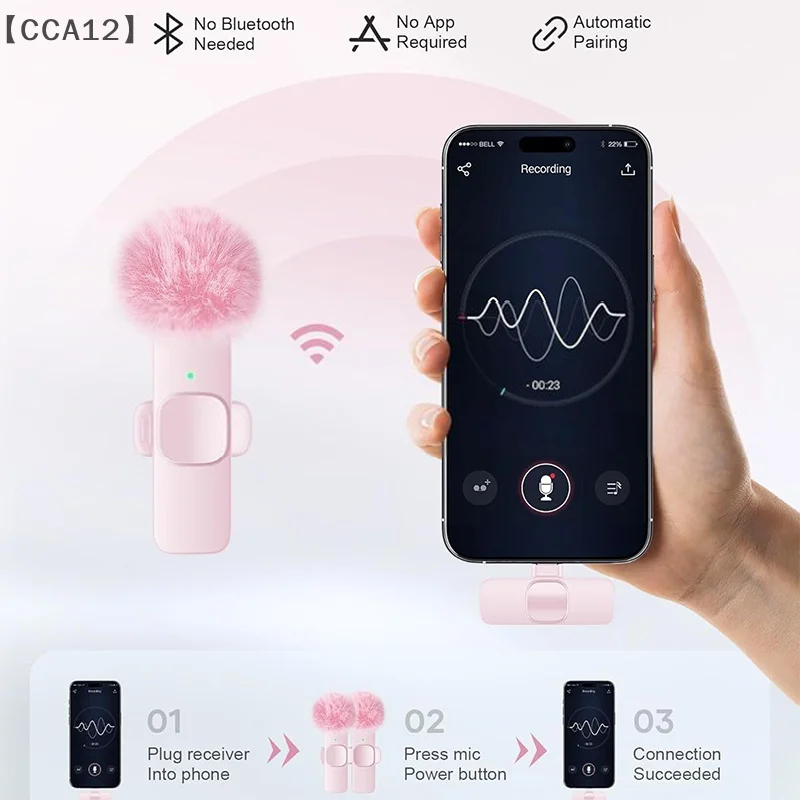 〔CCA12〕1 Set Portable Audio Video Recording Mini Microphone New Wireless Lavalier Microphone For Phone Android PC Camera