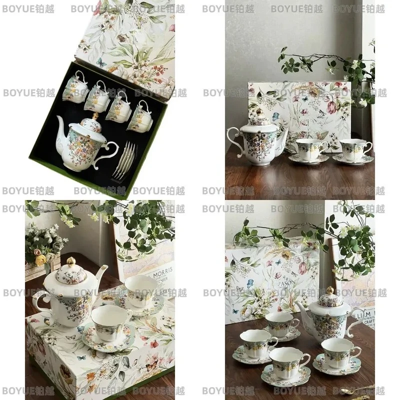 Cornflower French Coffee Cup Saucer Set English Afternoon Tea European Style Gift Box Elegant Ceramic Teaware