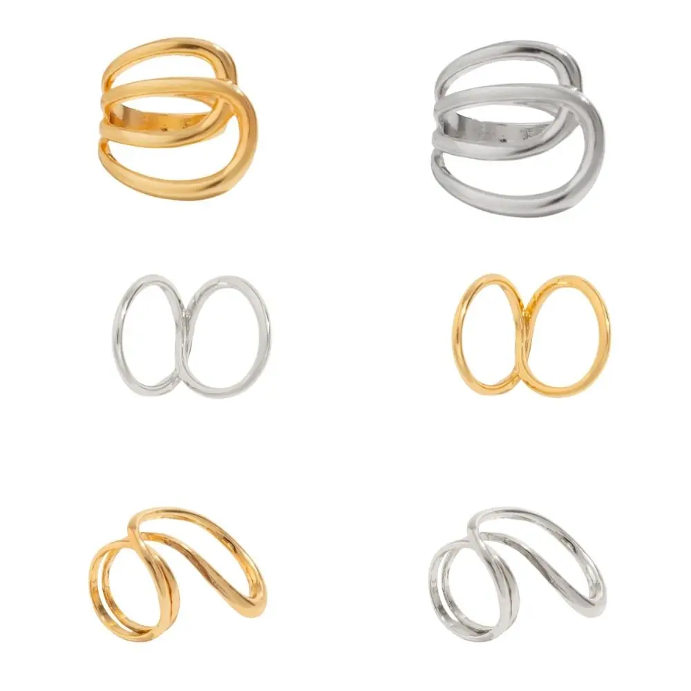Zeigefinger-Ring, Gold, Silber, Metallringe, übertrieben, mehrschichtig, ausgehöhlter Ring, Twined-Geometrie, einfacher Fingerring, täglich