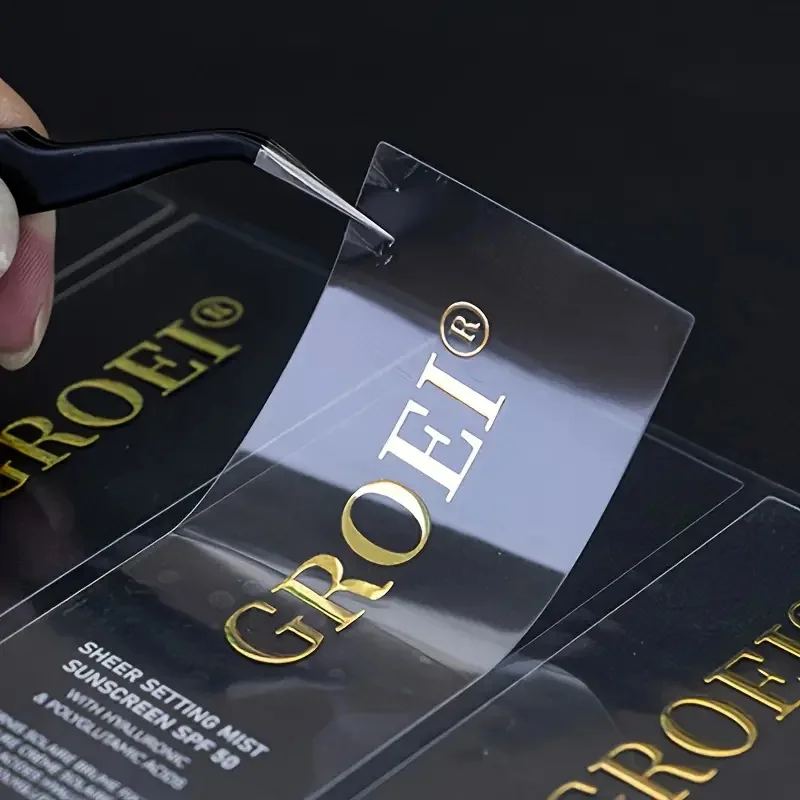 100 PCS Stiker Transfer DTF Emas Custom Logo Perusahaan untuk Botol Pernikahan, Tas Kemasan, Kotak, Stiker Transfer Personal