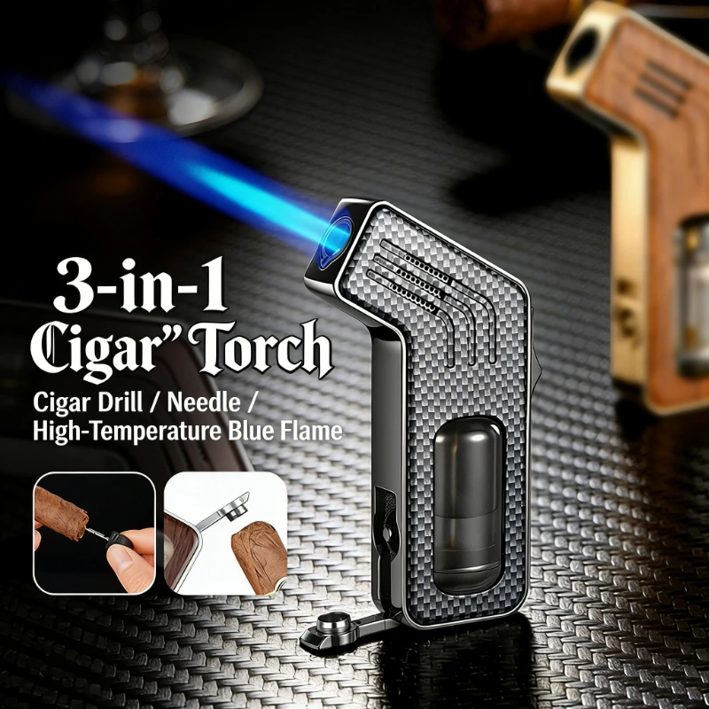 

Новая большая турбо-зажигалка 2026 года с видимым окном уровня газа, многофункциональная, многоразовая, ветрозащитная