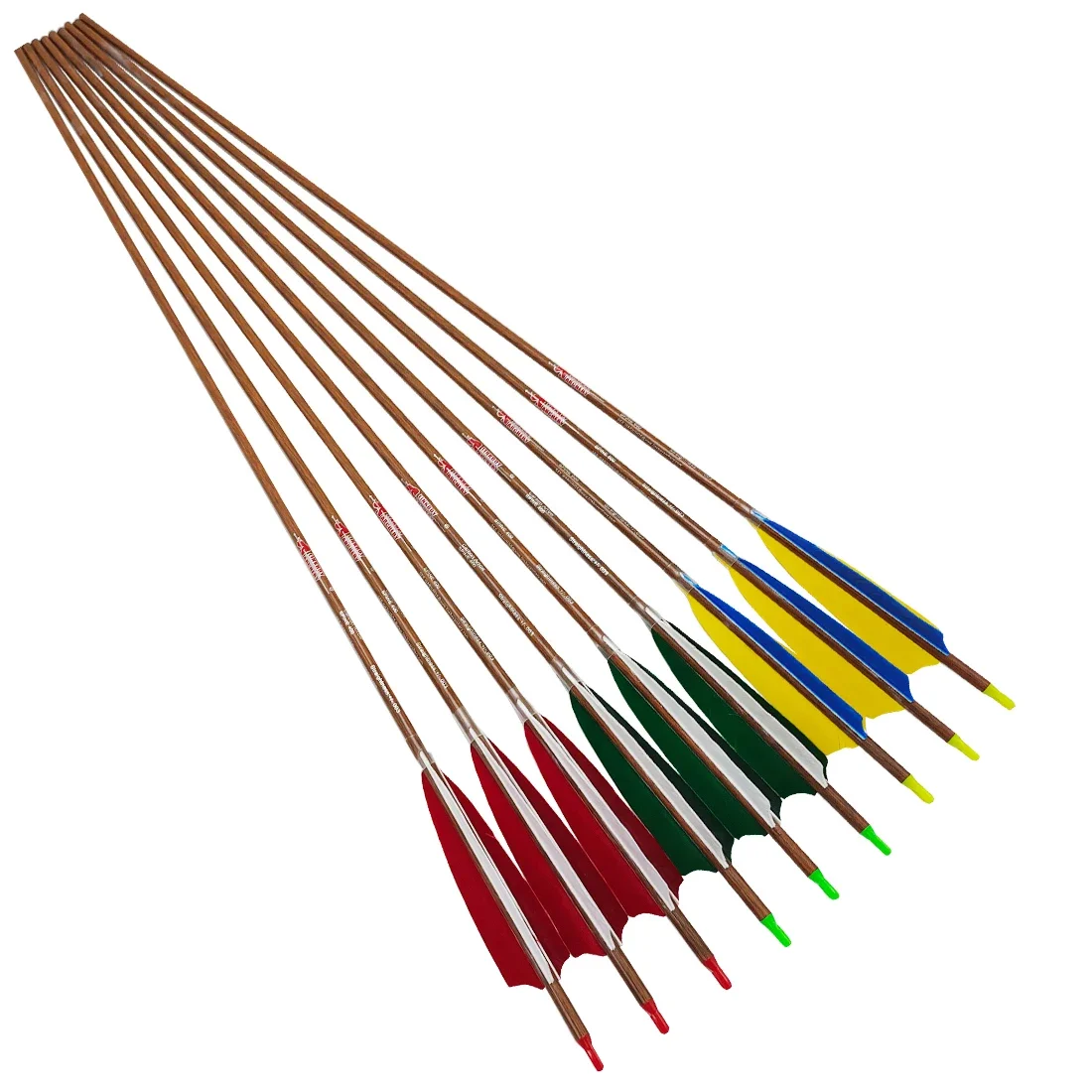 12pcs Carbon Arrow Wood Skin Archery for ID6.2mm Spine 500 5inch Turkey Feather 75gr Tips for Compound Traditional Hunting