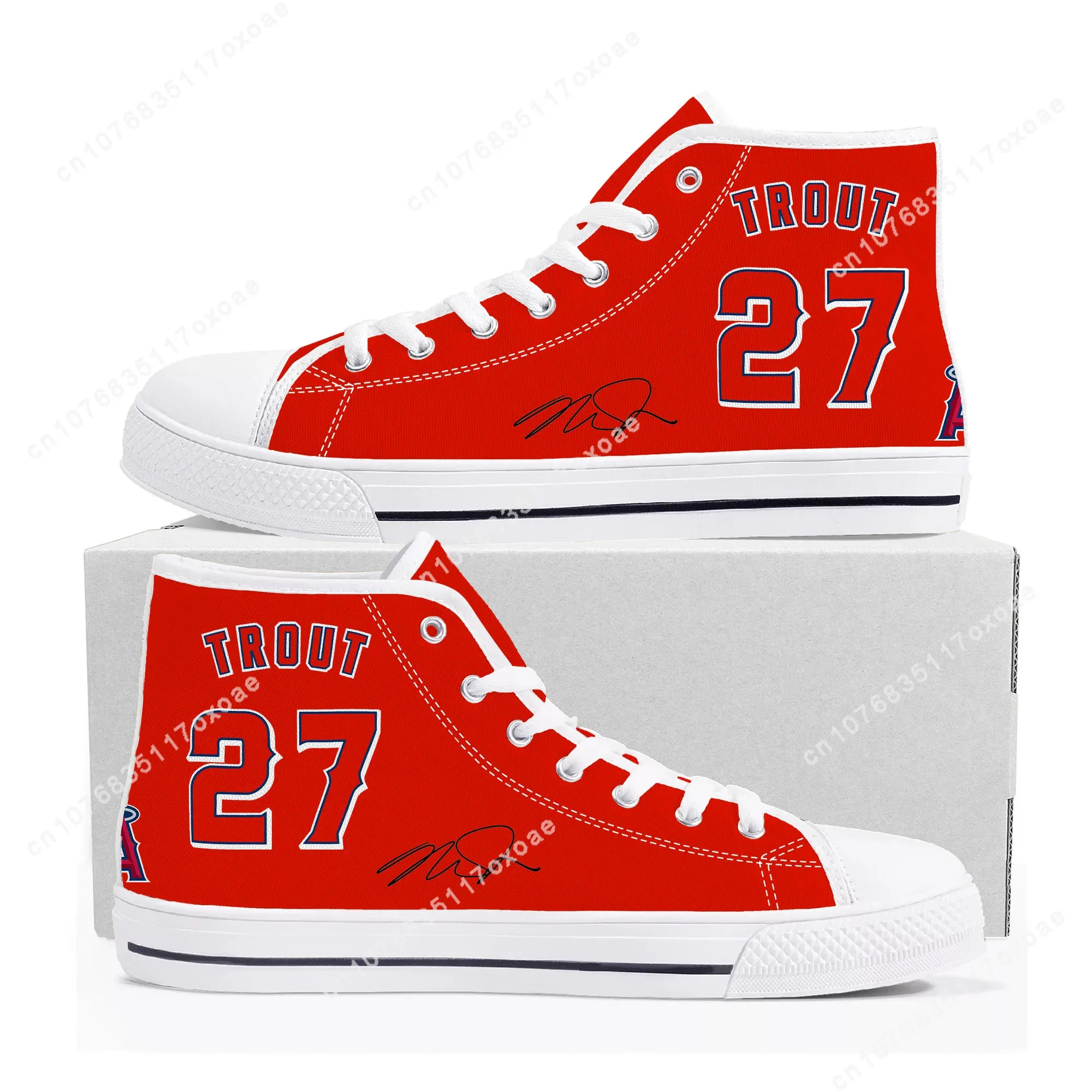 

Los Angeles baseball High Top Sneakers Mens Womens Teenager Angels Mike Trout NO 27 America Canvas Sneaker Shoe Custom Shoes