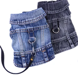 Giacca di jeans per cani da compagnia Lavaggio scuro senza maniche Jeans trainabili Gilet Cappotto per cani di piccola taglia e media Cucciolo di gatto Abbigliamento primavera/autunno Abbigliamento