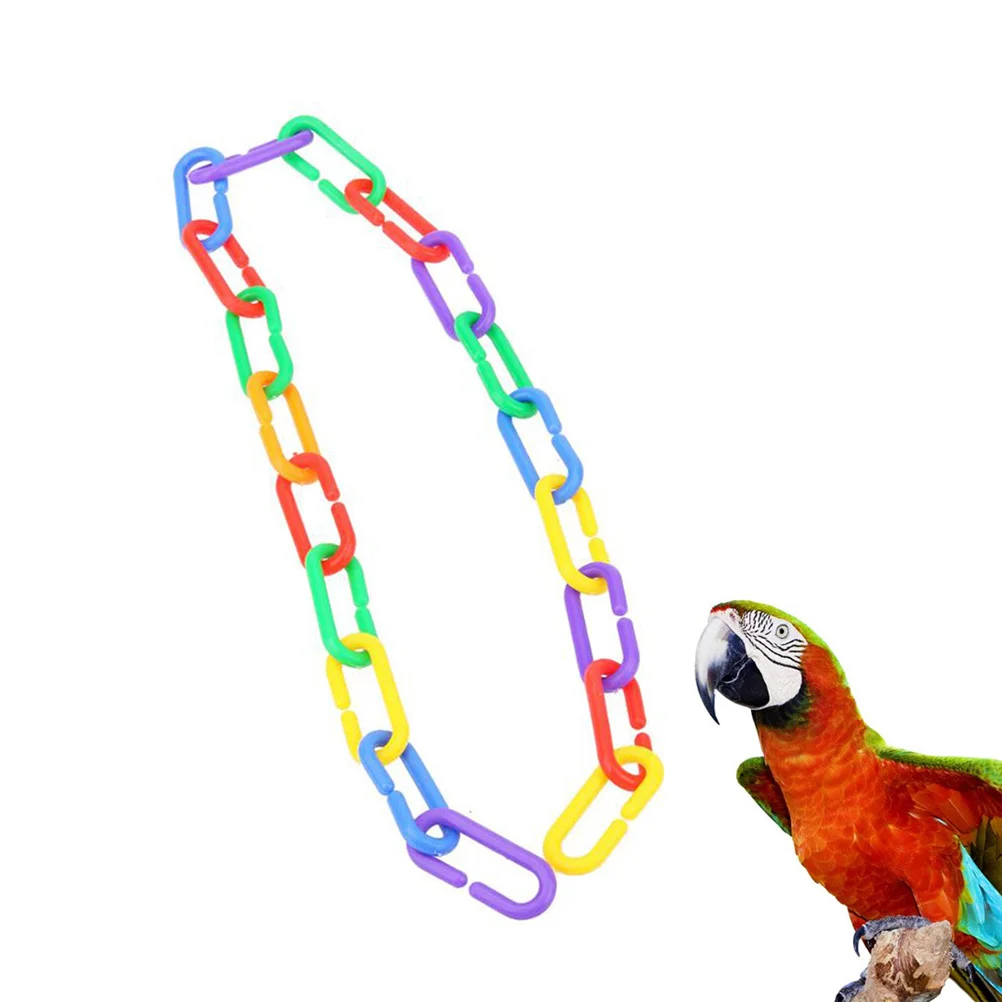 

100pcs Plastic Chain Playing Toy Bird Hanging Chain Toy Parrot Bite Toy Educational Chain Bird Supplies (Random Color, 100pcs/1