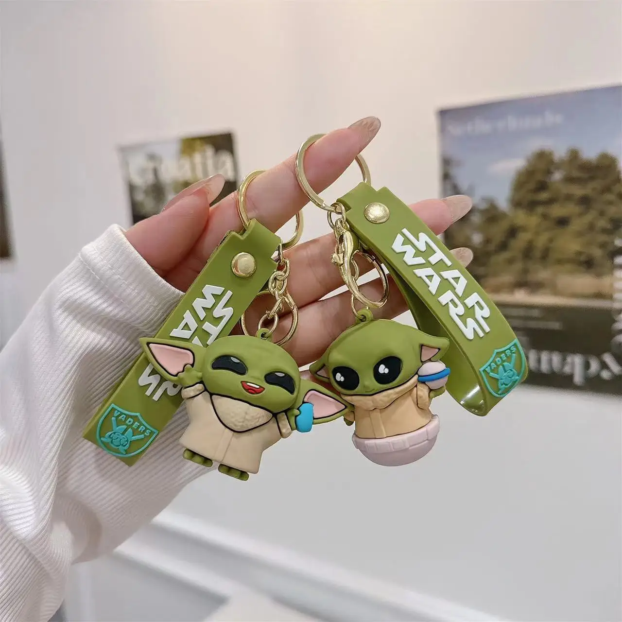 Disney Movie Star Wars Keychain Master Yoda Baby Figure Pendant Keyring for Backpack Pendant Accessories Kids Toy Gift