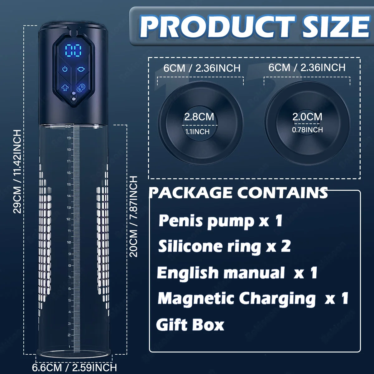 IPX7 wasserdichte elektrische Penispumpe zur Vergrößerung des Mannes, Vakuumpumpe, Vergrößerung, Verlängerungspumpe, 4 Saugstufen, 2 Silikonhüllen