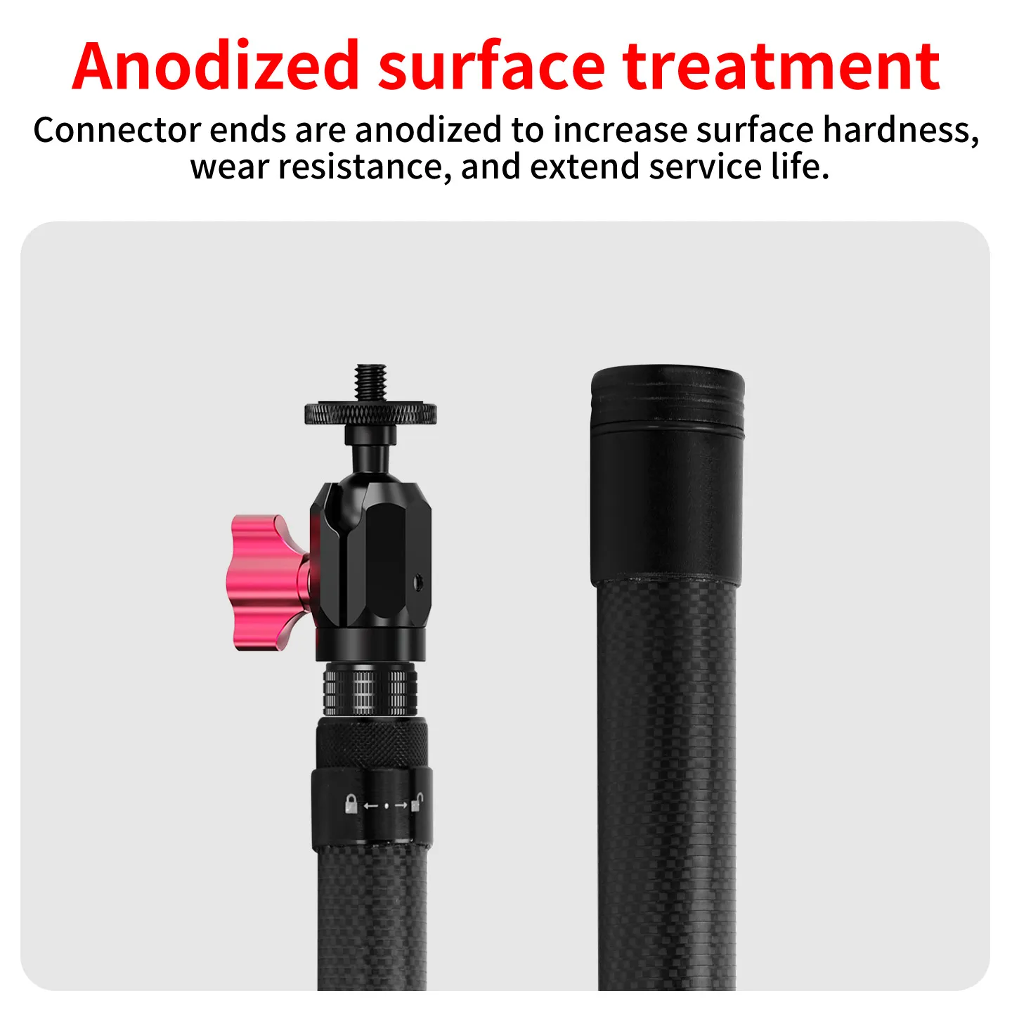 1,1 m Carbonfaser unsichtbarer Selfie-Stick mit 360-Grad-Kugelkopf-Klemme, verstellbar für Insta360 X6 X5 DJI Osmo 360II Action-Kamera – Detail 15