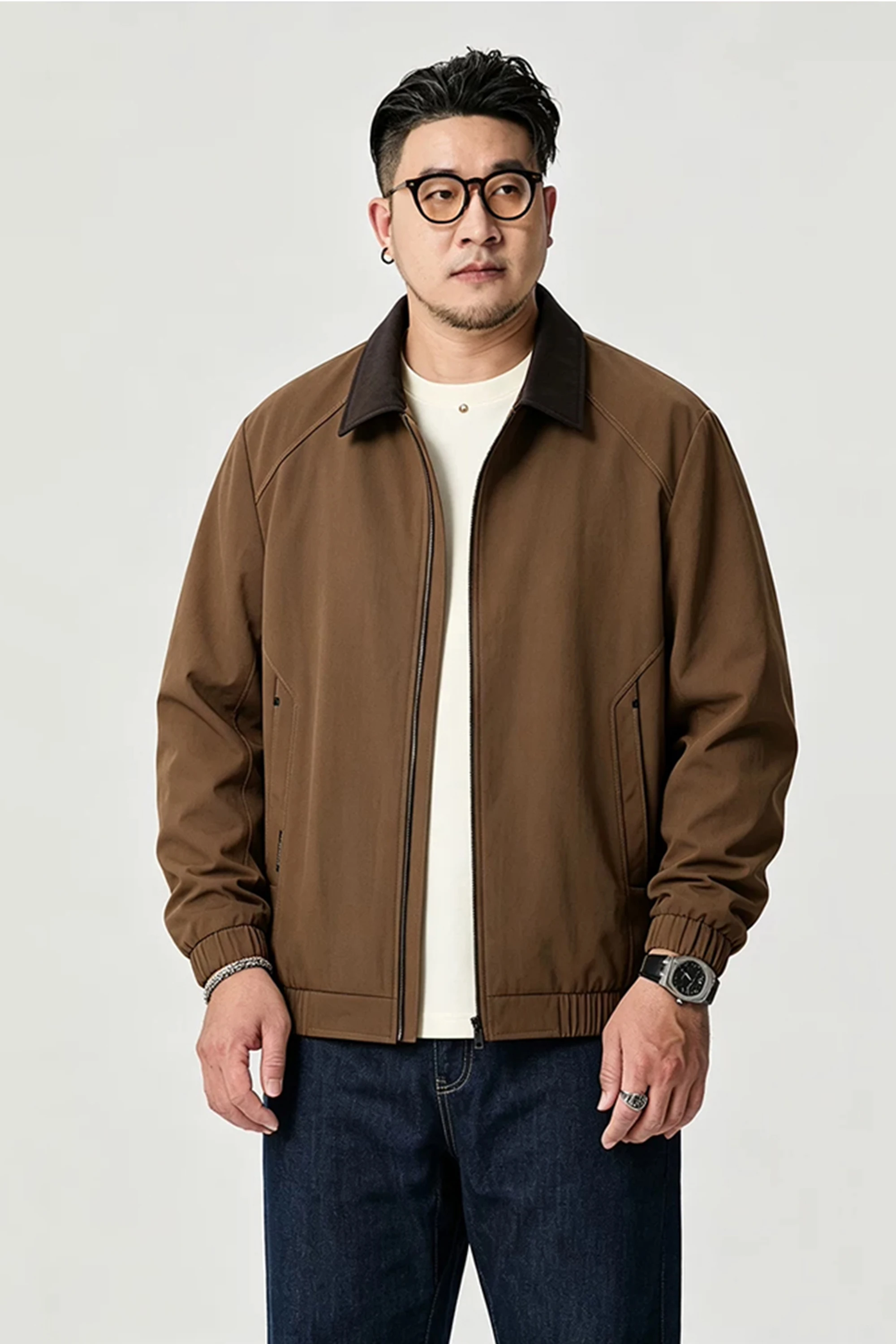 Retro Casual Plus-Size Men's Jacket, New Autumn and Winter Business Style, Versatile Loose American-Style Outerwear for Young and Middle-Aged Men