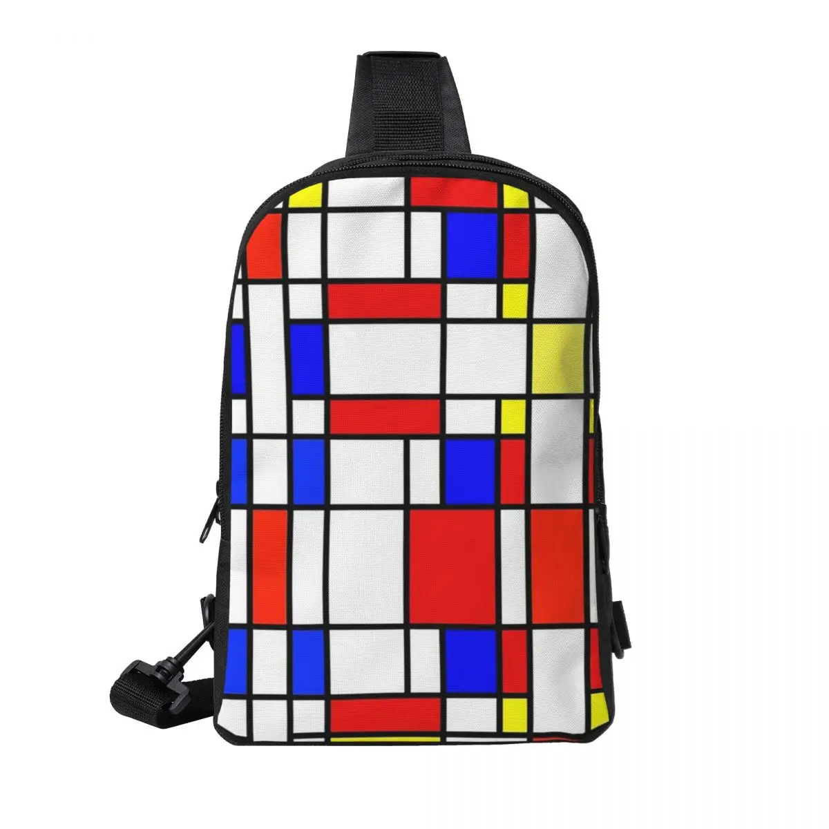 

Piet Mondrian De Stijl Chest Bag Men Sling Crossbody Backpack Chest Bag Traveling Hiking Daypack Shoulder Bag