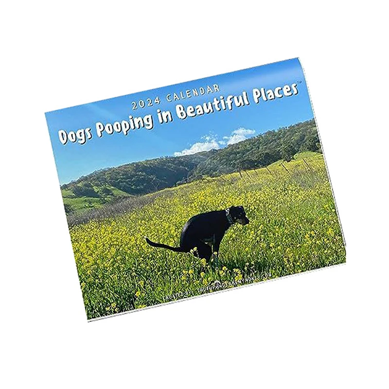 2024 Wall Calendar-Dog Pooping Calendar, Monthly Calendar Planner,Thick & Sturdy Paper,Funny Dog Calendar Gag Gifts For Family