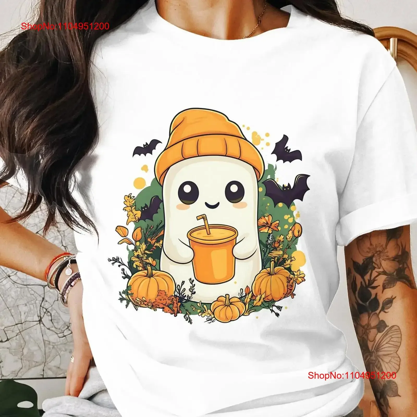 

Милая футболка GhosT на Хэллоуин, женская осенняя вечеринка, жуткий сезонный осенний костюм, винтажный стираный топ для повседневной носки, дышащий