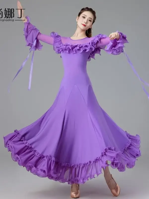 National Standard Waltz Social Dance Big Swing Dress Professional Competition Table Performance Clothing Modern Dance Dress