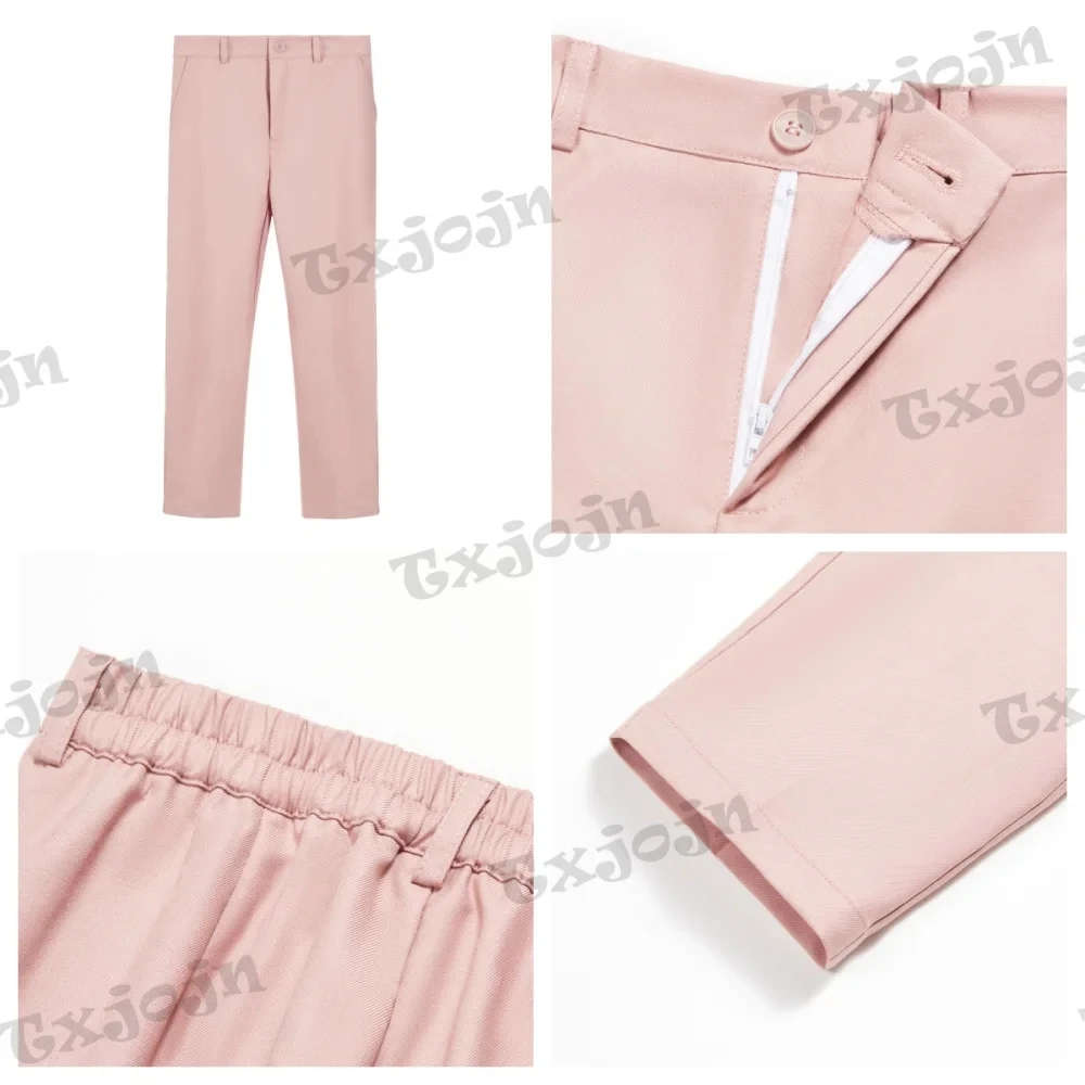 Uroczy Różowy Dziecięcy Dopasowany Garnitur Sukienkowy Zestaw Ubranek Ślubnych dla Drużby Wygodne Chłopięce Garnitury 4-częściowe na Występy