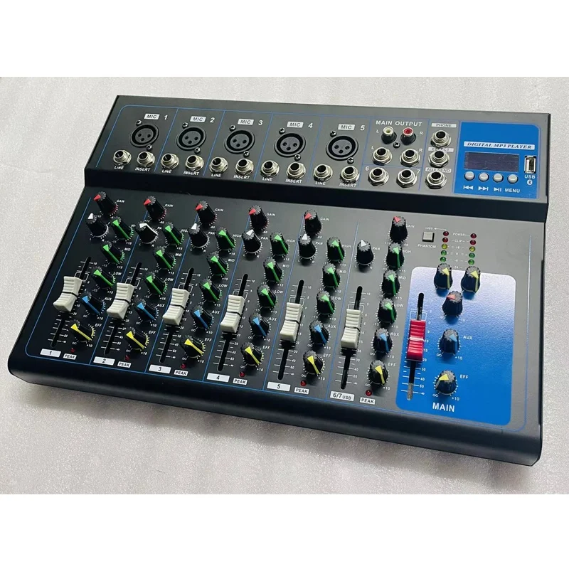 F7 6CH USB Audio Mixer-Portable Mini Console with +48V USB Recording for Singing & Webcast