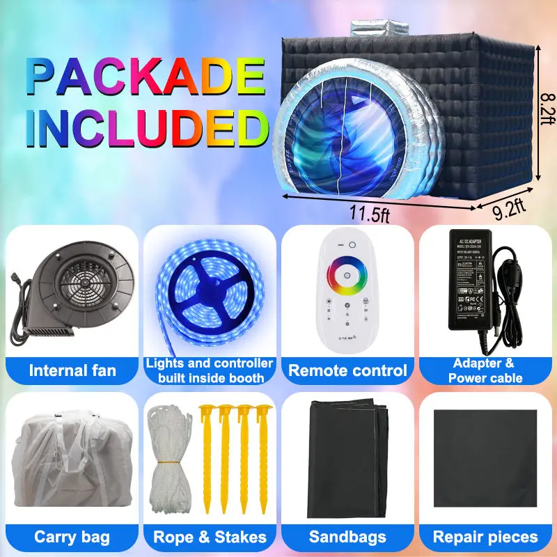 Sayok Inflatable Camera Photo Booth Enclosure Inflatable Camera Cube Tent Photobooth Props Backdrop for Advertise Wedding Show