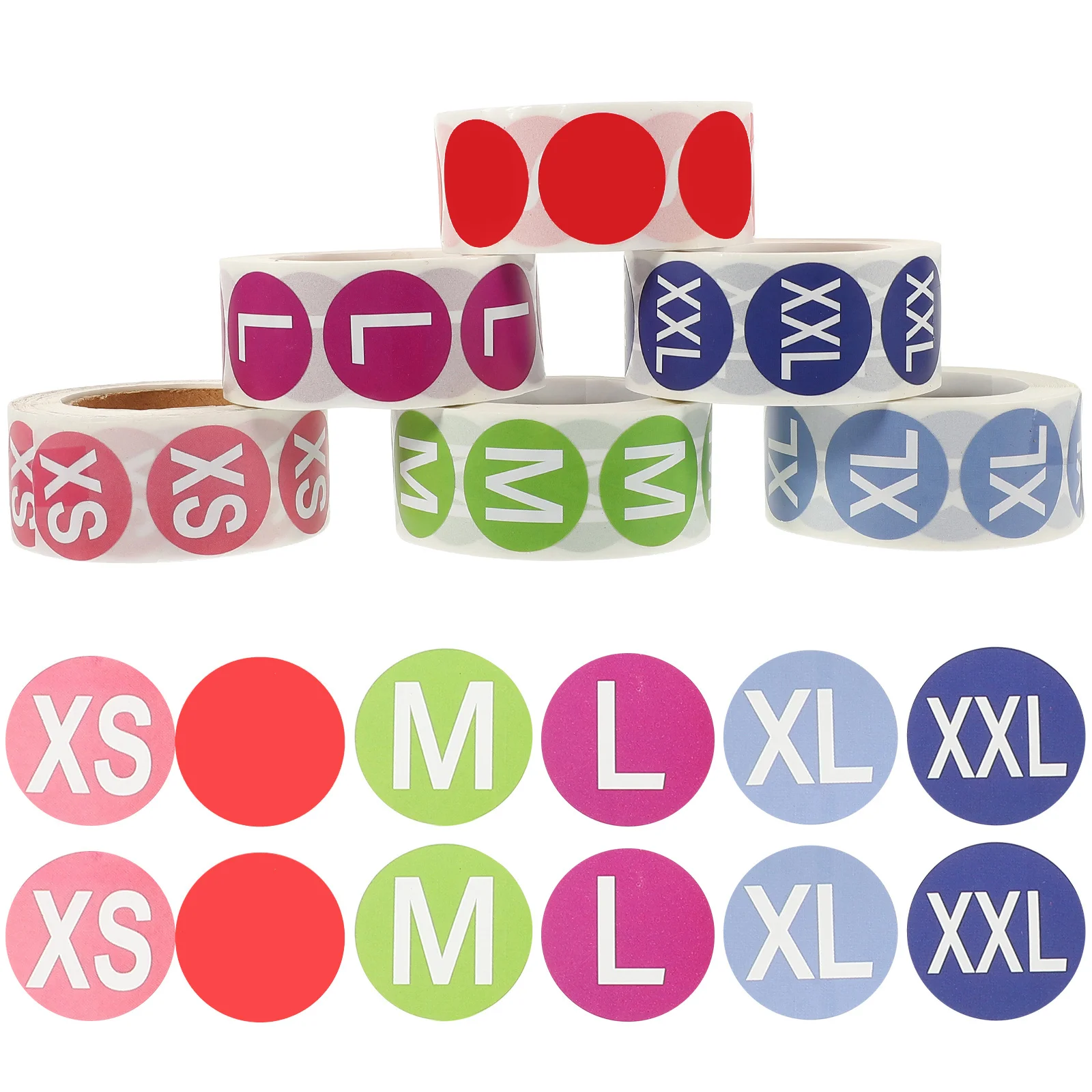 

6pcs Clothing Size Stickers 1 Inch Round Labels Adhesive Tags Fabric Plastic Notice Classification Folder Label