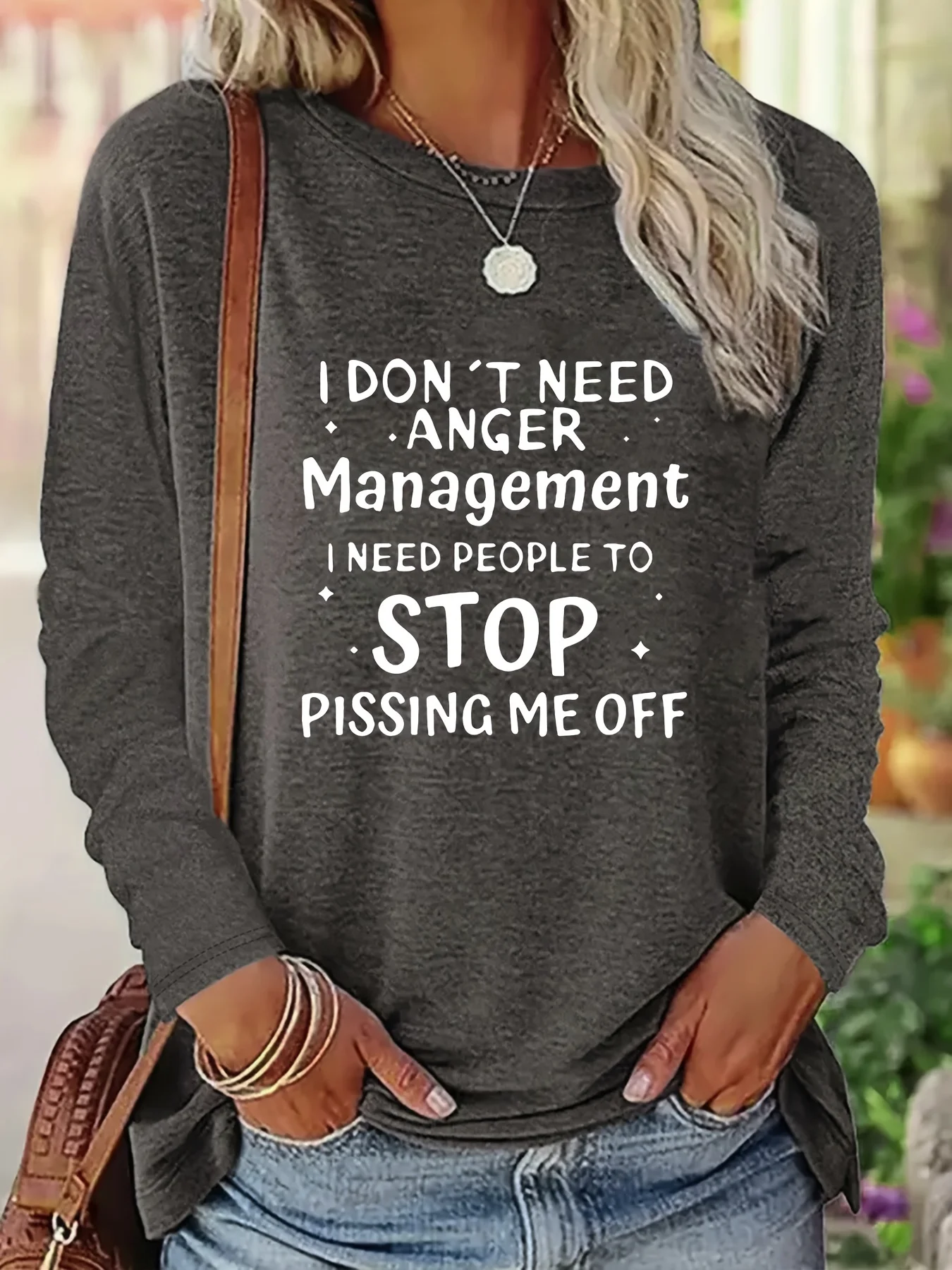 

Женская весенне-осенняя модная повседневная свободная футболка из 100% чистого хлопка с буквенным принтом и круглым вырезом с длинными рукавами, топ