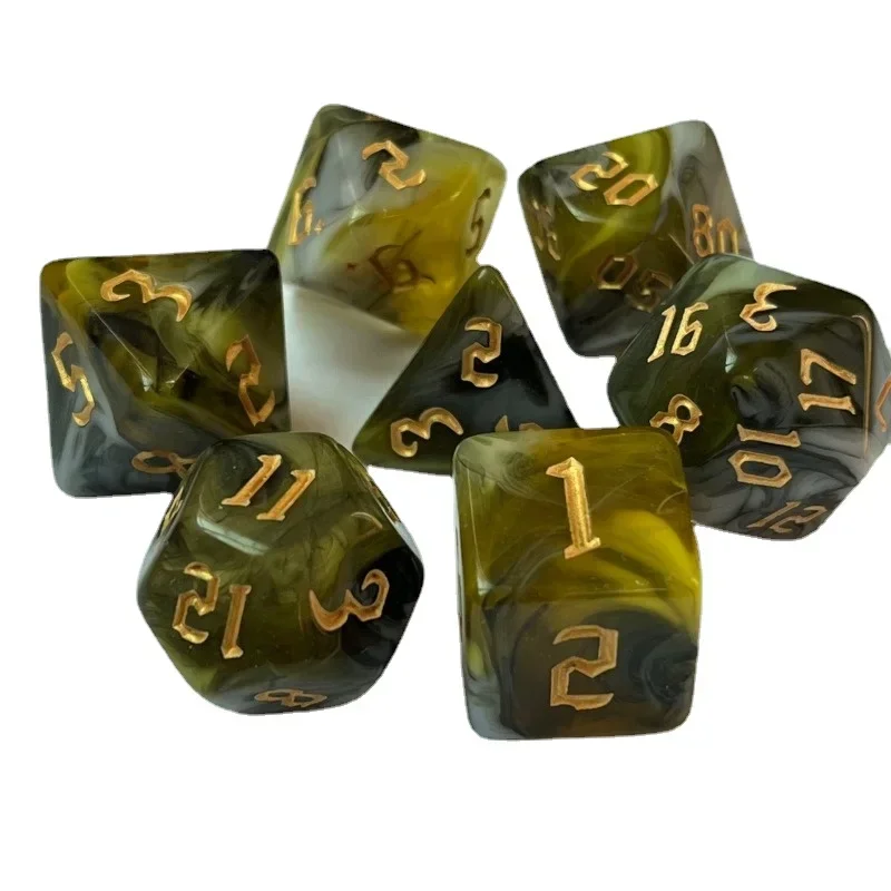 

7 шт./компл., разноцветные 4/6/8/10/12/20 многогранные цифровые игральные кости для DND TRPG, вечерние развлечения, принадлежности для настольных игр, набор кубиков
