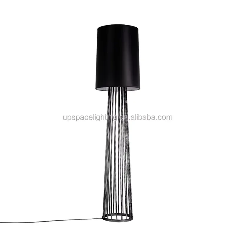 Black Fabric Floor Lamp Modern Tulip Shape Contemporary Standing Light for Living Room Bedroom Home Decor Interior Design