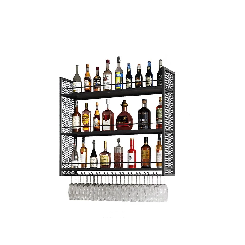 

Metal Wine Rack Cabinet Wall Mounted Lights Nordic Modern Display Cabinet Liquor Home Bancone Da Bar Bar Furniture