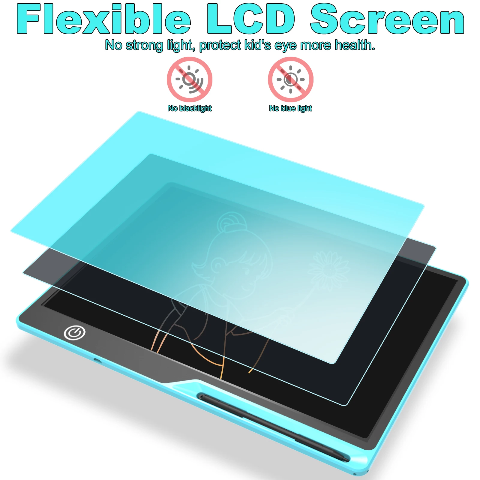 Tavoletta da scrittura LCD ricaricabile da 16/20 pollici, bacheca per graffiti, tavolo da disegno elettronico riutilizzabile cancellabile per bambini