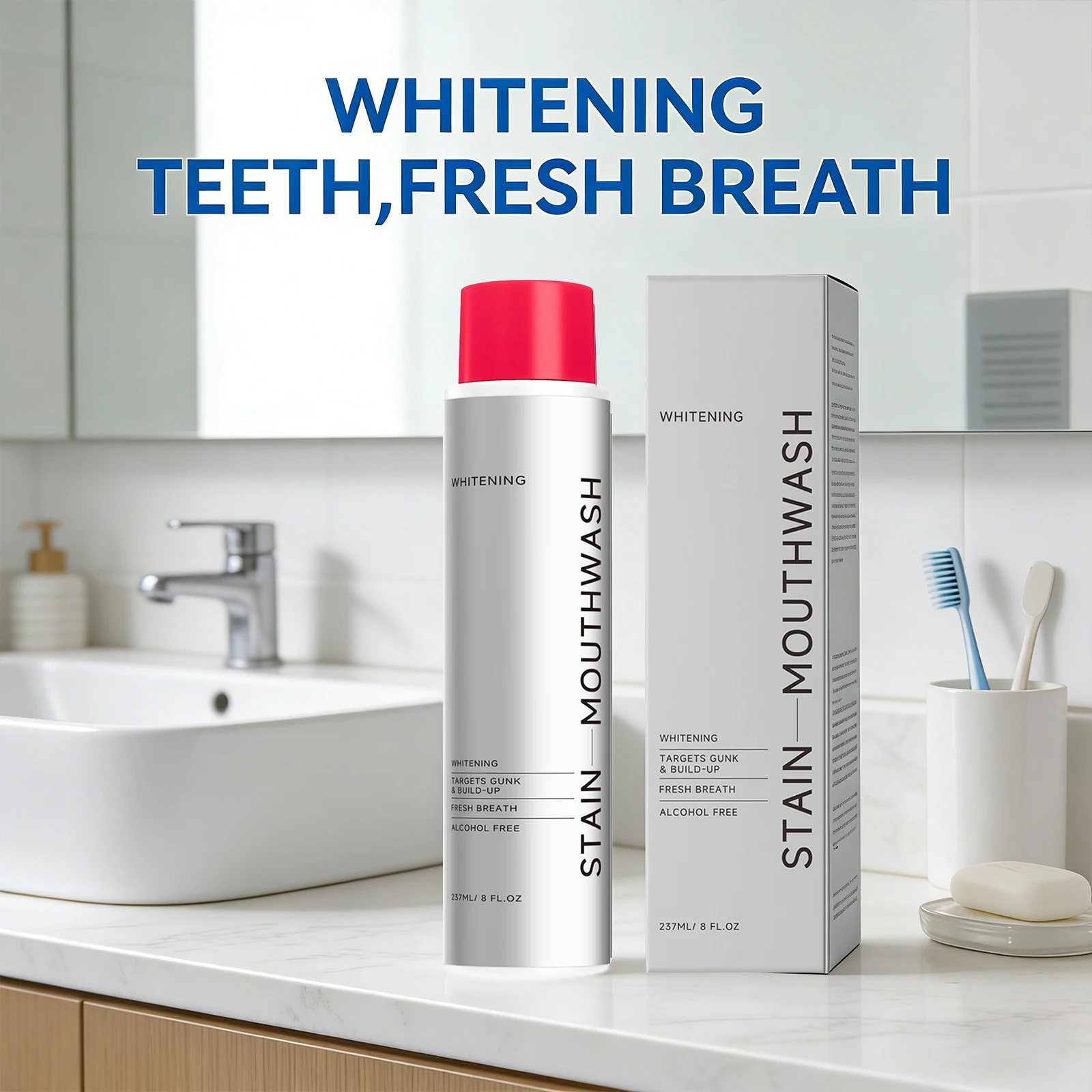 Whitening Stain Mouthwash Clean Food Residue Reduce Dental Plaque Eliminate Odors Freshing Breath Alcohol Free Daily Teeth Care gallery 3