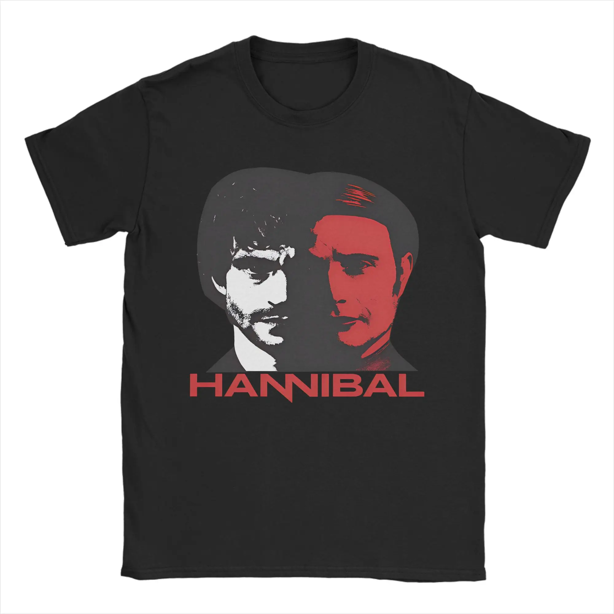 

Mads Mikkelsen Hannibal T Shirts Men Pure Cotton Vintage T-Shirts O Neck Tee Shirt Short Sleeve Clothes Graphic Printed