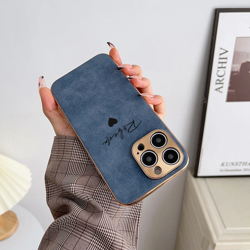 Personalisierte DIY-Hülle mit individuellem Namen für iPhone 18 16 15 14 13 12 Pro Max, luxuriöse Lederhülle mit Lammfell und Metall-Objektivabdeckung, 11 Pro – Detail 14