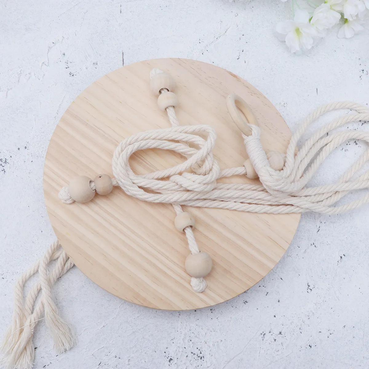 Wall Hanging Flowerpot Net Bag Circle Board 25Cm Cotton Thread Plant Holder Indoor Outdoor Hanging Basket for Succulents Cactus
