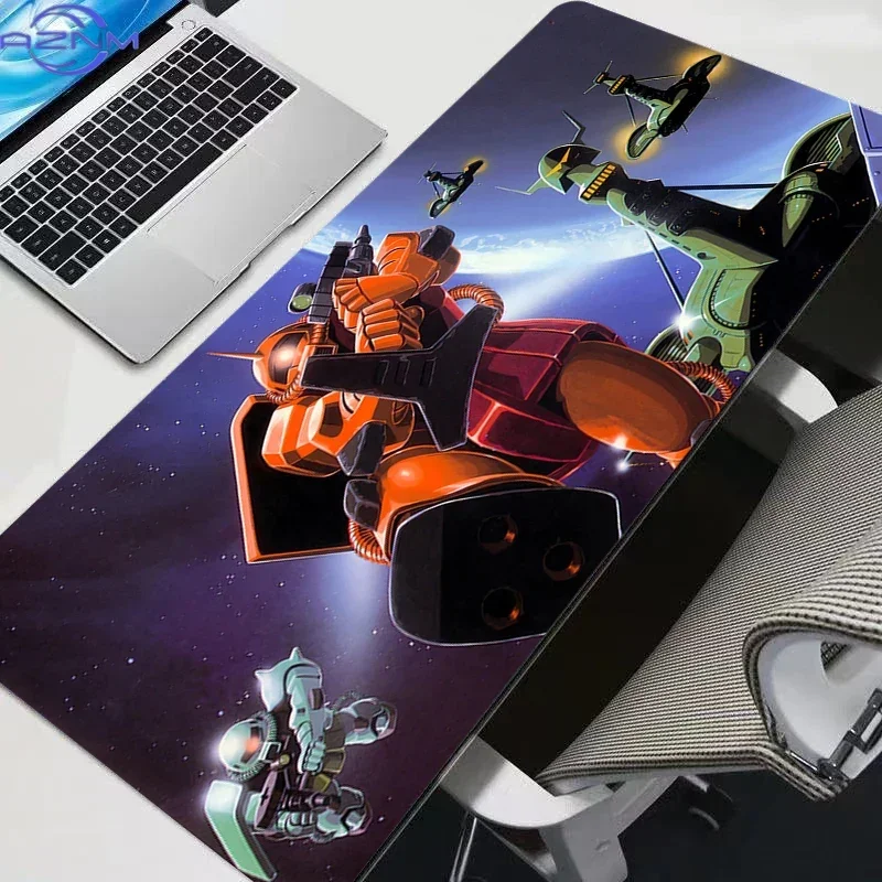 Anime Cartoon Red Mecha in Blue Starry Sky Mouse Pad, Rubber Non Slip Desk Mat, Smooth Gaming Keyboard Pad for PC Game and Offic