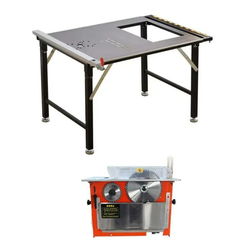 منضدة عمل محمولة قابلة للطي من الفولاذ المقاوم للصدأ لآلة قطع الخشب منشار دائري لوحة أفقية منشار طاولة