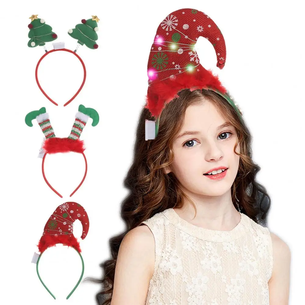 LED عيد الميلاد Headbands قزم القبعات الرنة زي الشعر هوب مع مصباح ليد عطلة حفلة الحسنات اكسسوارات أغطية الرأس эlof 모자한