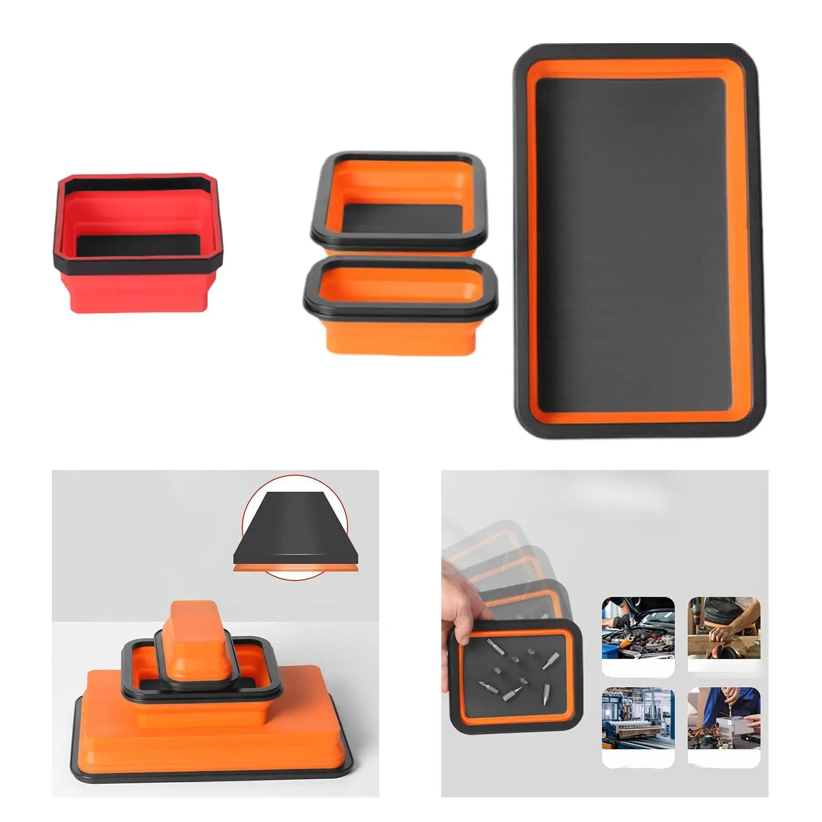 صينية أجزاء مغناطيسية قابلة للطي، منظم عملي لملحقات صواميل البراغي