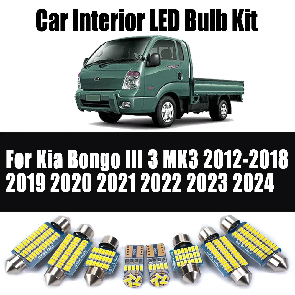 8 pçs canbus led interior lâmpada de leitura mapa cúpula kit luz da placa licença para kia bongo iii 3 mk3 2012- 2023 2024 acessórios do carro