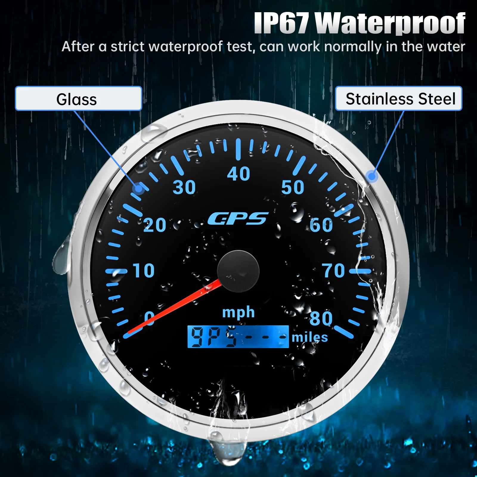 Iklan 110MM Pengukur Speedometer GPS dengan Antena GPS 80MPH 120MPH 160MPH Pengukur Kecepatan 7 Warna Lampu Latar untuk 12V 24V Mobil Perahu Laut