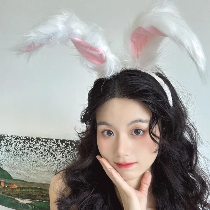 

Cute Plush Long Rabbit Ear Hair Bands Cosplay Anime Bunny Photo Prop Party Headwear Decoration New Hair Accessory for Women Men