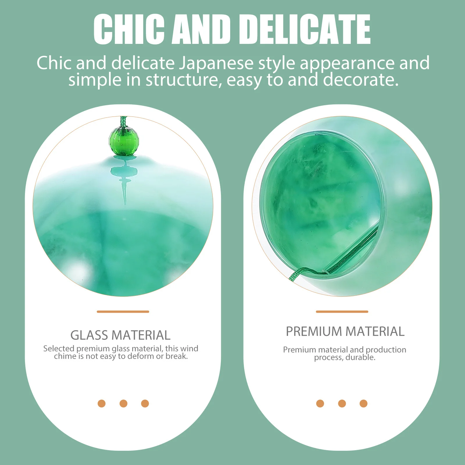 

Glass Wind Chime Japanese Style Marbling Pattern Lightweight Wind Bell for Patio Balcony Garden Hanging Decoration