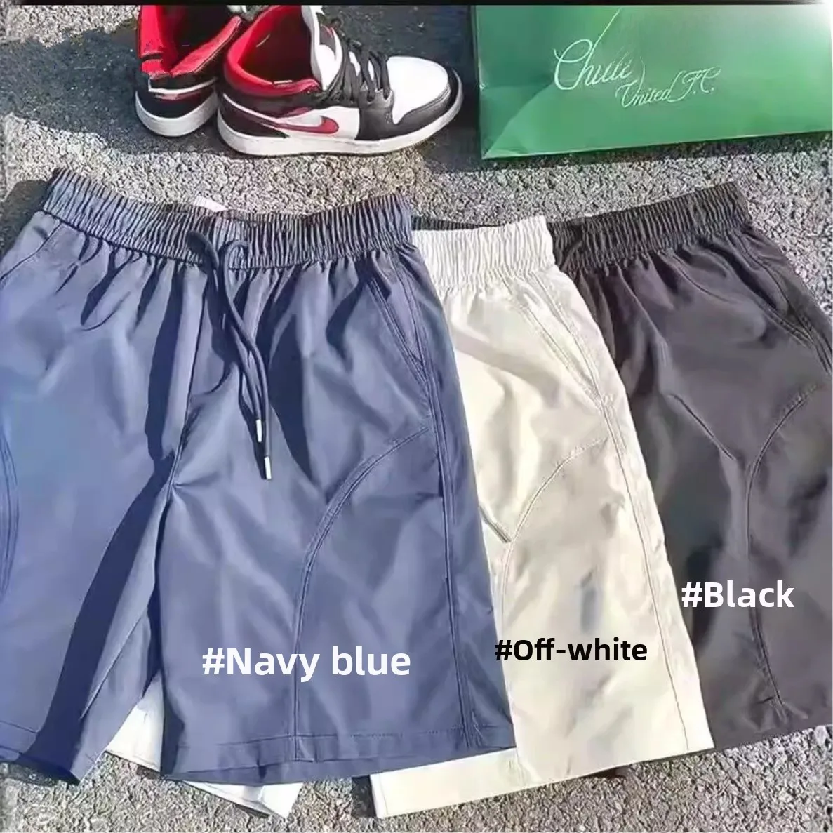 

Quick Dry Sports Shorts Men's Summer Thin American Style Side Cut Five-Point Beachwear Breathable Outdoor Casual Polyester Fiber