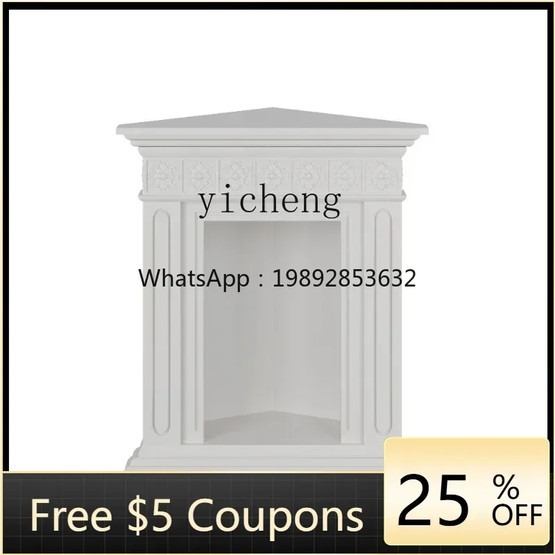 French Simplicity Triangle Carved Fireplace Living Room Entrance Corner Side Cabinet Decoration