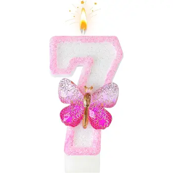 粉紅色蝴蝶 0-9 免費配對組合數字蠟燭生日蠟燭非常適合高端烘焙蛋糕裝飾。 10 最佳銷售 蝴蝶蠟燭 - №3