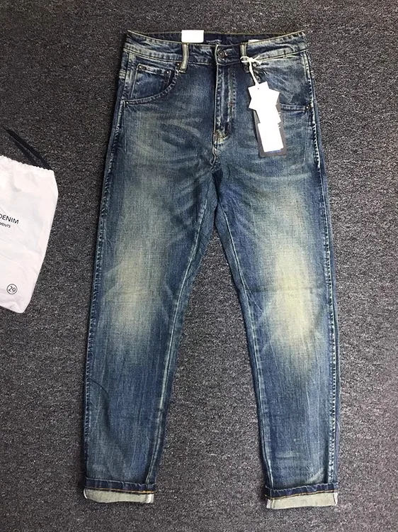 

Retro Japanese Sle Cotton Stretch Straight Leg Men's Jeans Casual American Sle Spring Autumn Long Trousers
