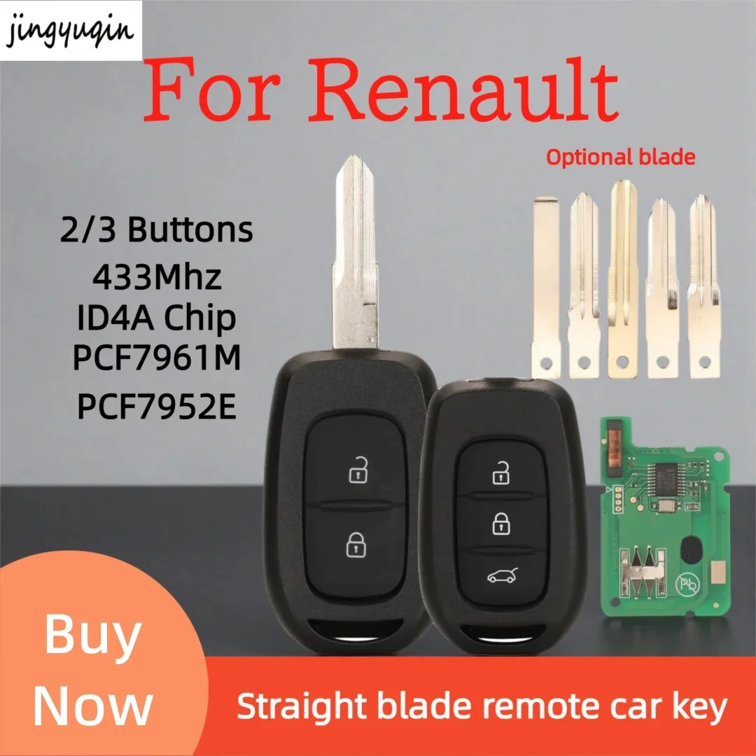 

jingyuqin 433mhz 4A-PCF7961M/PCF7952E Chip For Renault Sandero Dacia Logan Lodgy Dokker Duster Trafic Clio4 Master3 VAUXHALL